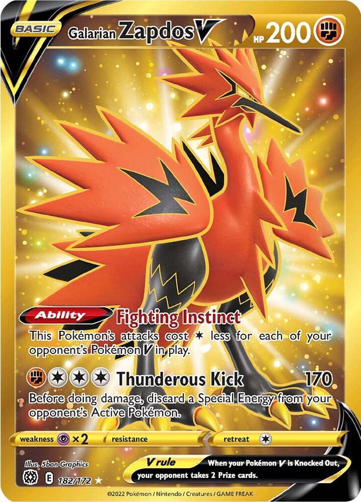 Galarian Zapdos V (Secret) - 182/172: Brilliant Stars