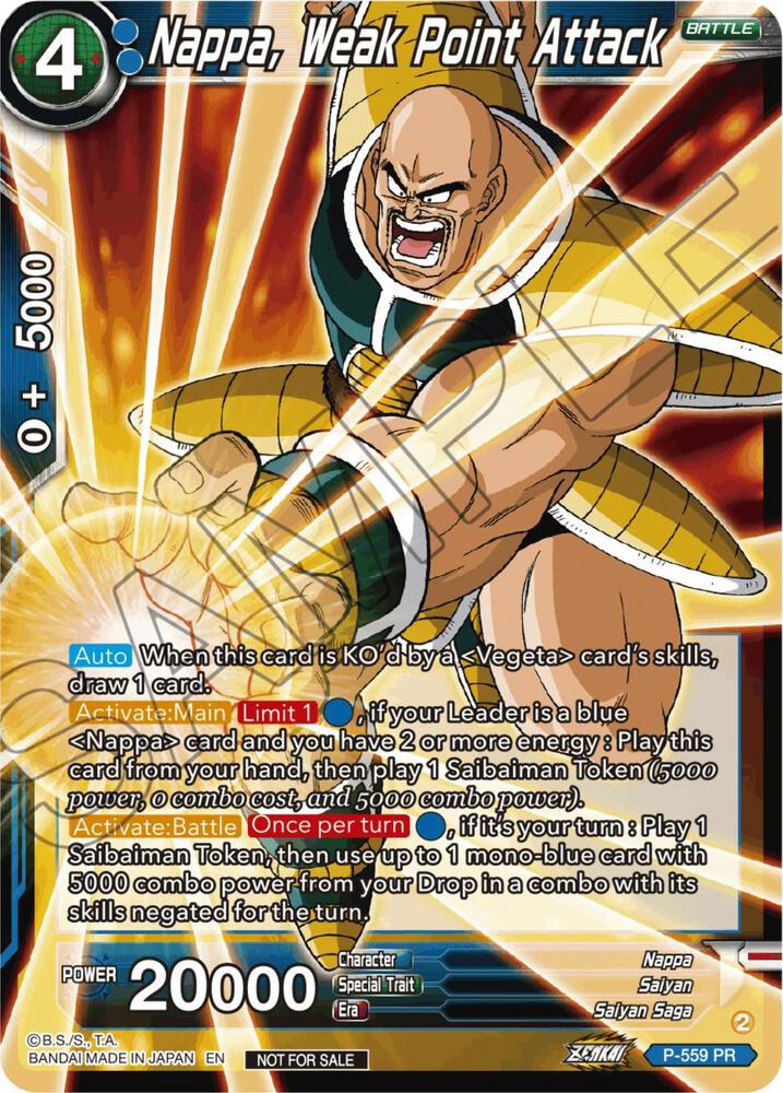 Nappa, Weak Point Attack (Zenkai Series Tournament Pack Vol.6) - P-559 PR : Tournament Promotion Cards