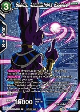 Beerus, Annihilation's Essence (Tournament Pack Vol. 8) (Winner) - P-384PR: Tournament Promotion Cards