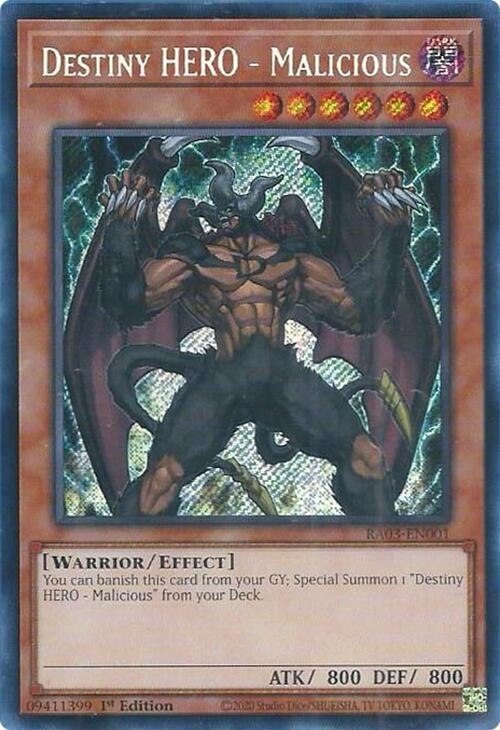 Destiny HERO - Malicious (Secret Rare) - Quarter Century Bonanza