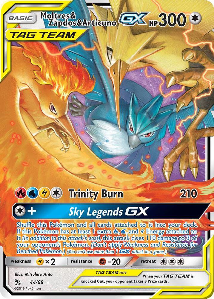 Moltres & Zapdos & Articuno GX - 44/68: Hidden Fates