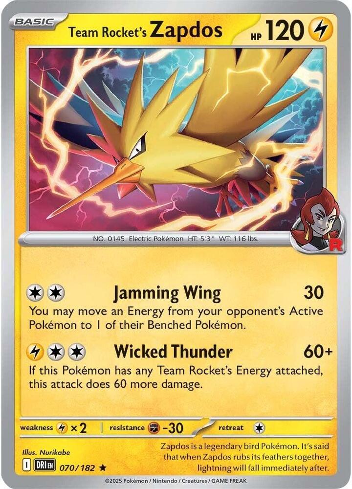 Team Rocket's Zapdos - 070/182: Destined Rivals