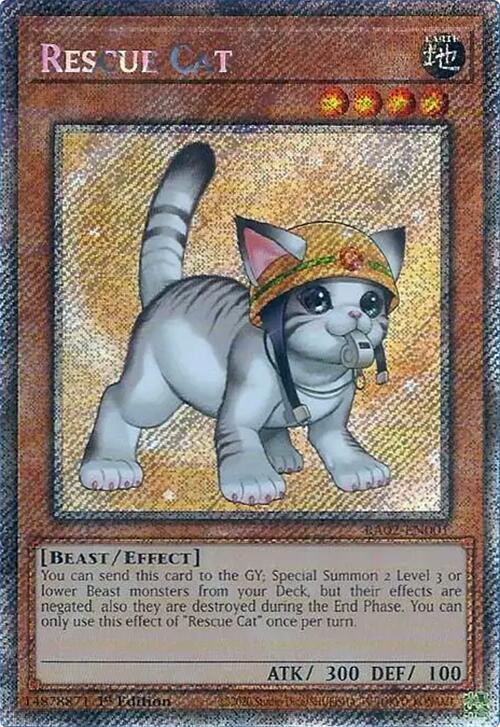 Rescue Cat (Alternate Art) (Platinum Secret Rare) - RA02-EN001: 25th Anniversary Rarity Collection II