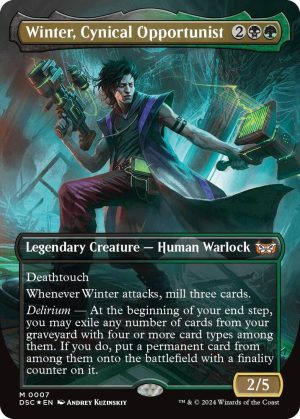 Winter, Cynical Opportunist (Borderless) - 7: Commander: Duskmourn: House of Horror