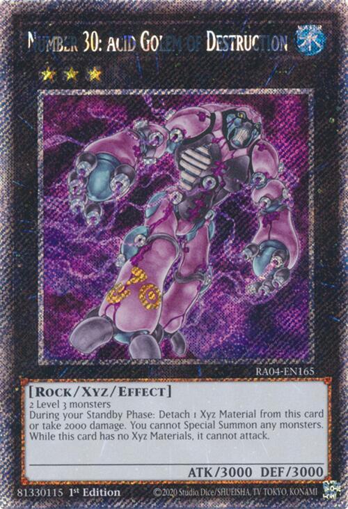 Number 30: Acid Golem of Destruction (Platinum Secret Rare) - RA04-EN165: Quarter Century Stampede