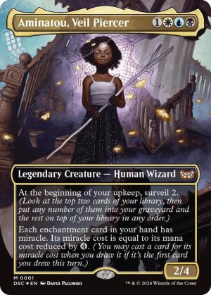 Aminatou, Veil Piercer (Borderless) - 1: Commander: Duskmourn: House of Horror