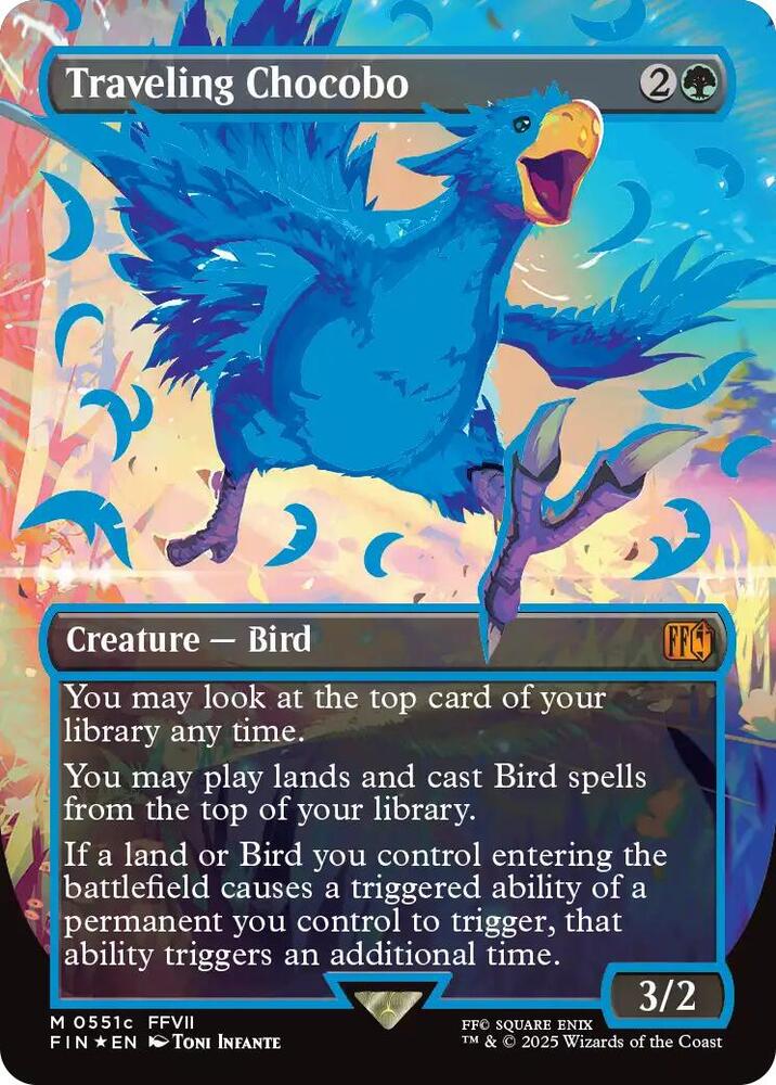 Traveling Chocobo (Borderless) (Neon Ink Blue) - 551c: FINAL FANTASY