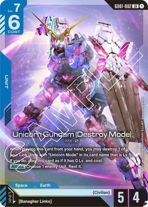 Unicorn Gundam (Destroy Mode) - GD01-002: Newtype Rising