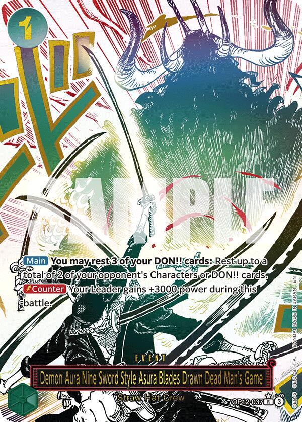 Demon Aura Nine Sword Style Asura Blades Drawn Dead Man's Game (Alternate Art) - OP12-037: Legacy of the Master