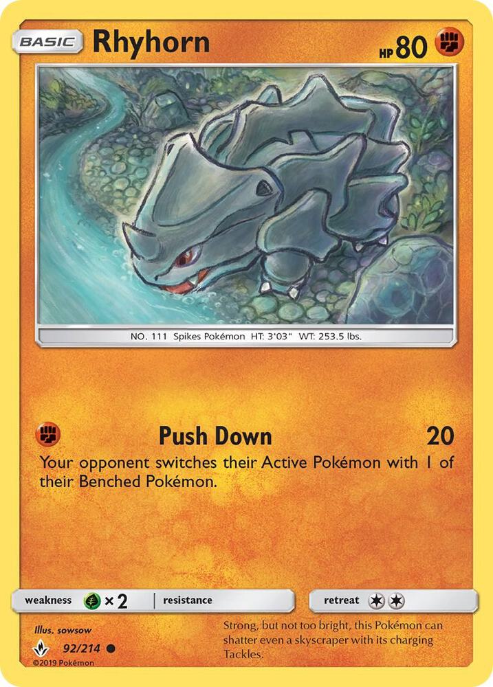 Rhyhorn (92) - 92/214: SM - Unbroken Bonds