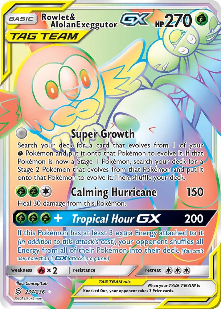 Rowlet & Alolan Exeggutor GX (Secret) - 237/236: SM - Unified Minds (ES)