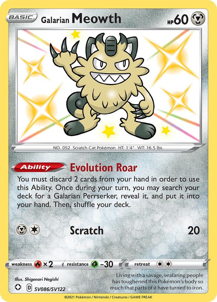 Galarian Meowth - SV086/SV122: Shining Fates: Shiny Vault