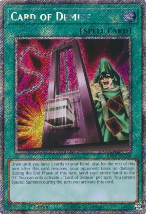 Card of Demise (Platinum Secret Rare) - RA03-EN265: Quarter Century Bonanza