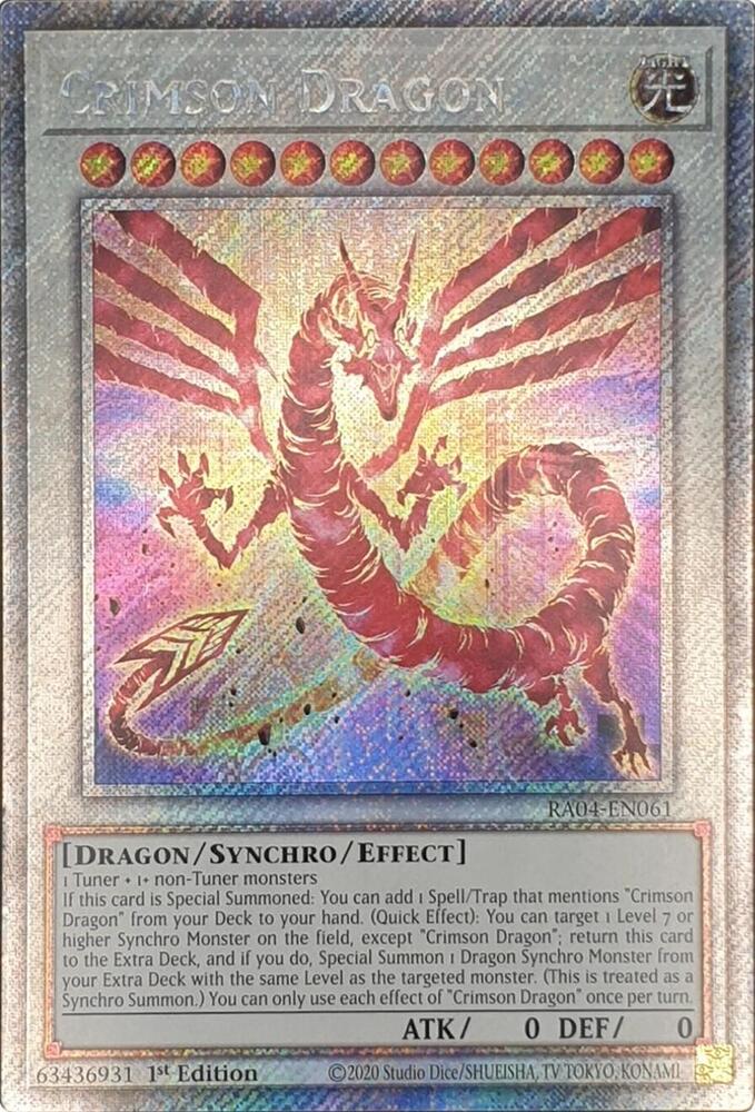 Crimson Dragon (Platinum Secret Rare) - RA04-EN061: Quarter Century Stampede
