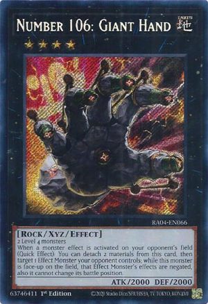 Number 106: Giant Hand (Secret Rare) - RA04-EN066: Quarter Century Stampede