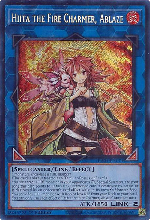 Hiita the Fire Charmer, Ablaze (Secret Rare) - RA04-EN074: Quarter Century Stampede