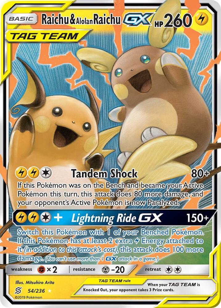 Raichu & Alolan Raichu GX - 54/236: SM - Unified Minds