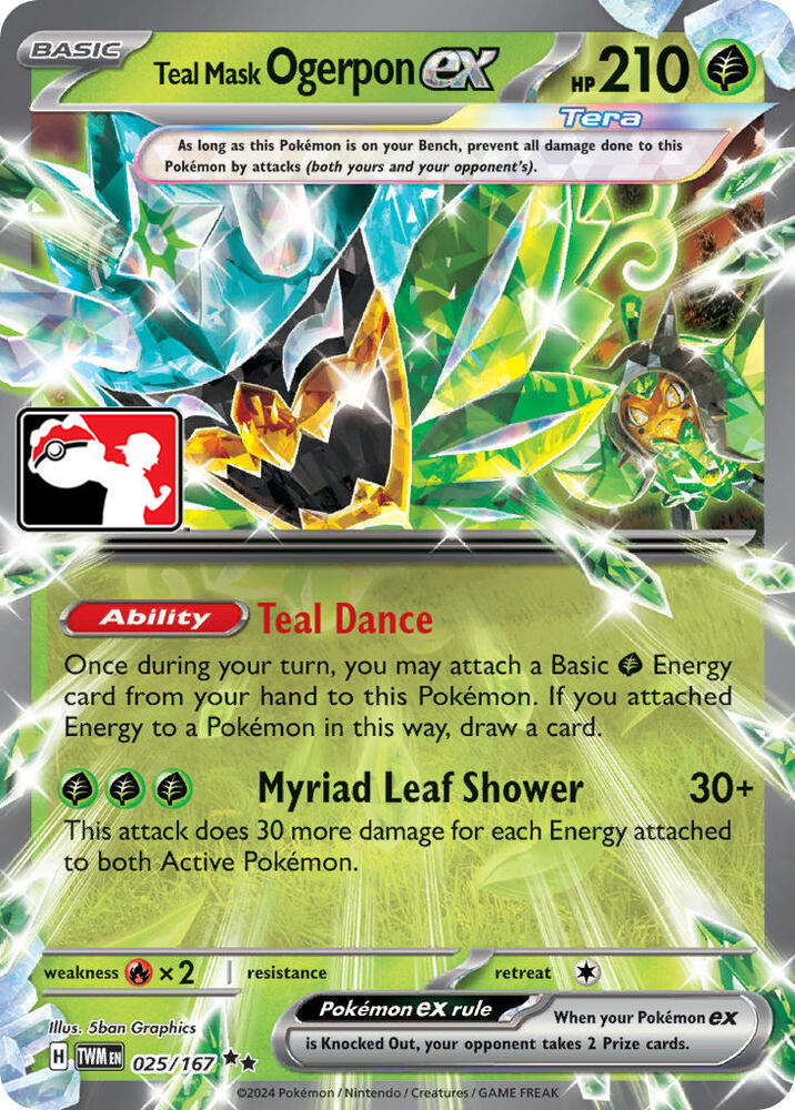 Teal Mask Ogerpon ex - 025/167: Prize Pack Series Cards (ES)