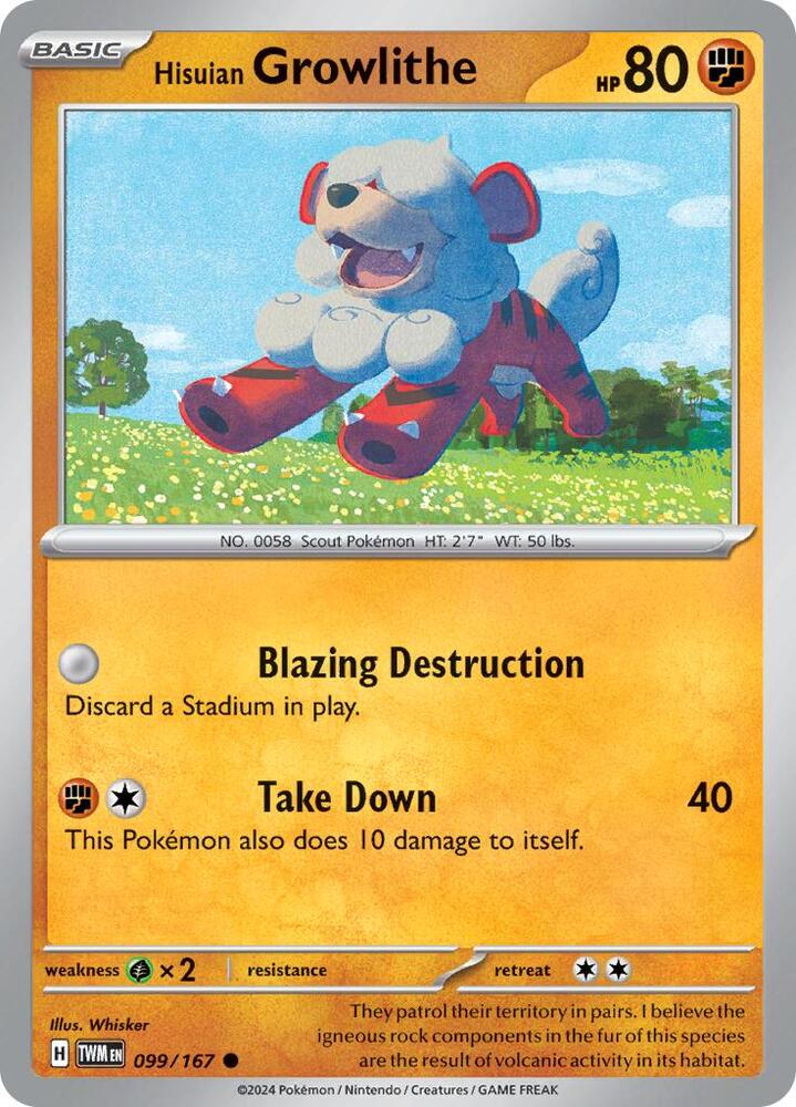 Hisuian Growlithe - 099/167 - 099/167: SV06: Twilight Masquerade