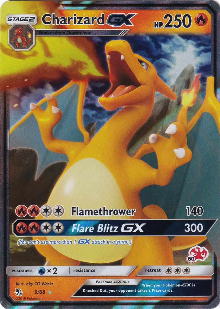 Charizard GX - 9/68 (#60 Charizard Stamped) - 009/068: Battle Academy (LP)