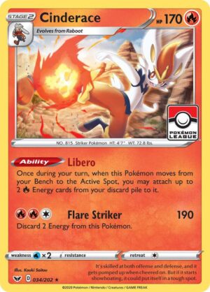Cinderace - 034/202 (Pokemon League) - 034/202: League & Championship Cards