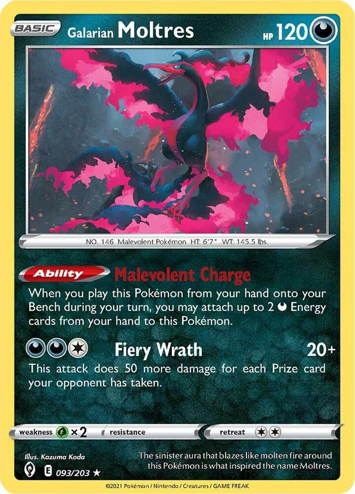 Galarian Moltres - 093/203: SWSH07: Evolving Skies