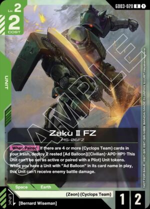 Zaku II FZ (GD03 Release Event) - GD03-020: Gundam Promotional Cards