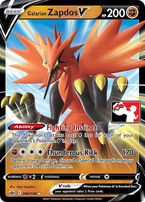 Galarian Zapdos V - 080/198: Prize Pack Series Cards