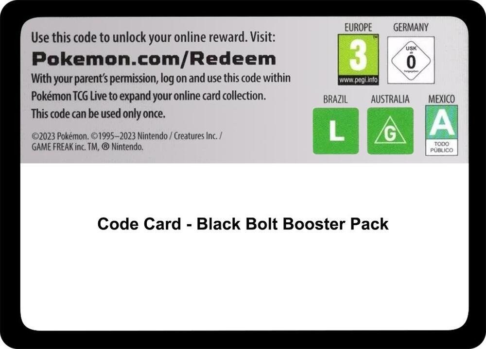 Code Card - Black Bolt Booster Pack: SV: Black Bolt