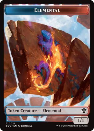 Elemental (0021) // Phyrexian Myr Double-Sided Token - 21 // 8: Commander: Secrets of Strixhaven