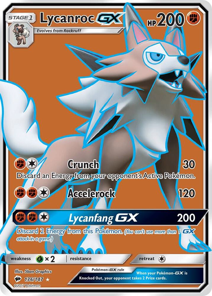 Lycanroc GX (Full Art) - 136/147: SM - Burning Shadows (LP)
