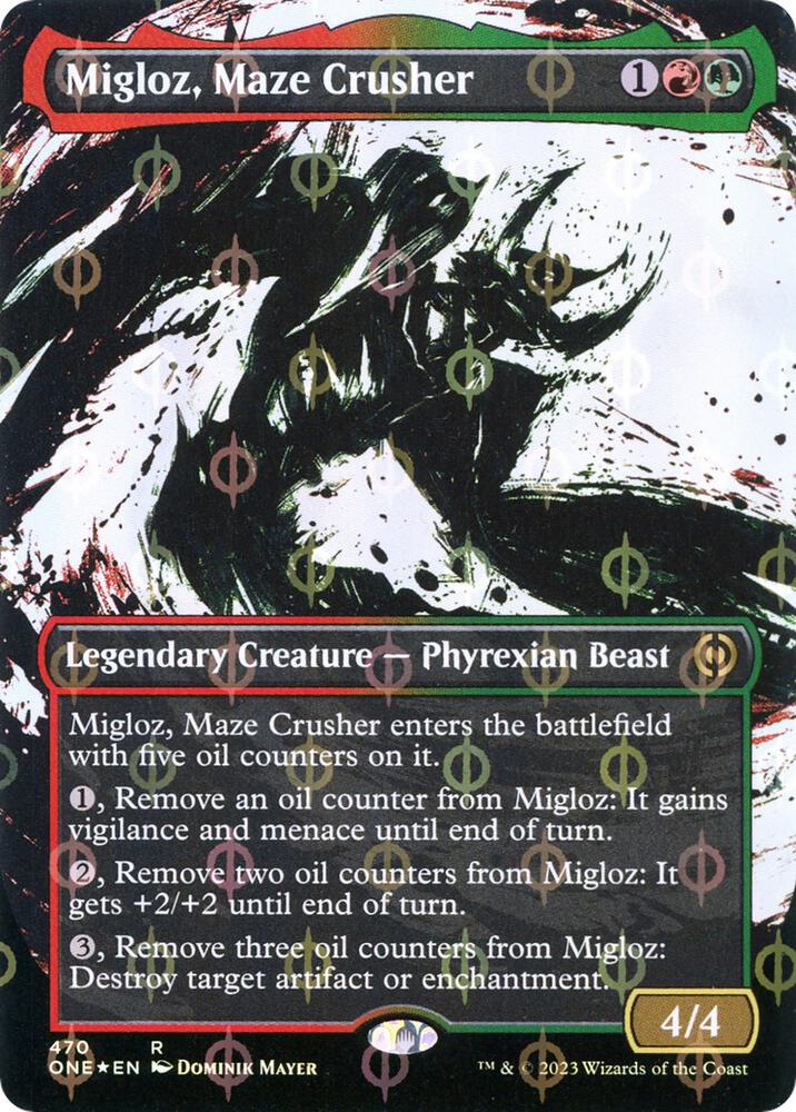 Migloz, Maze Crusher (Showcase) (Step-and-Compleat Foil) - 470: Phyrexia: All Will Be One