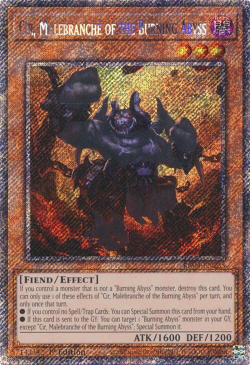 Cir, Malebranche of the Burning Abyss (Platinum Secret Rare) - RA04-EN235: Quarter Century Stampede
