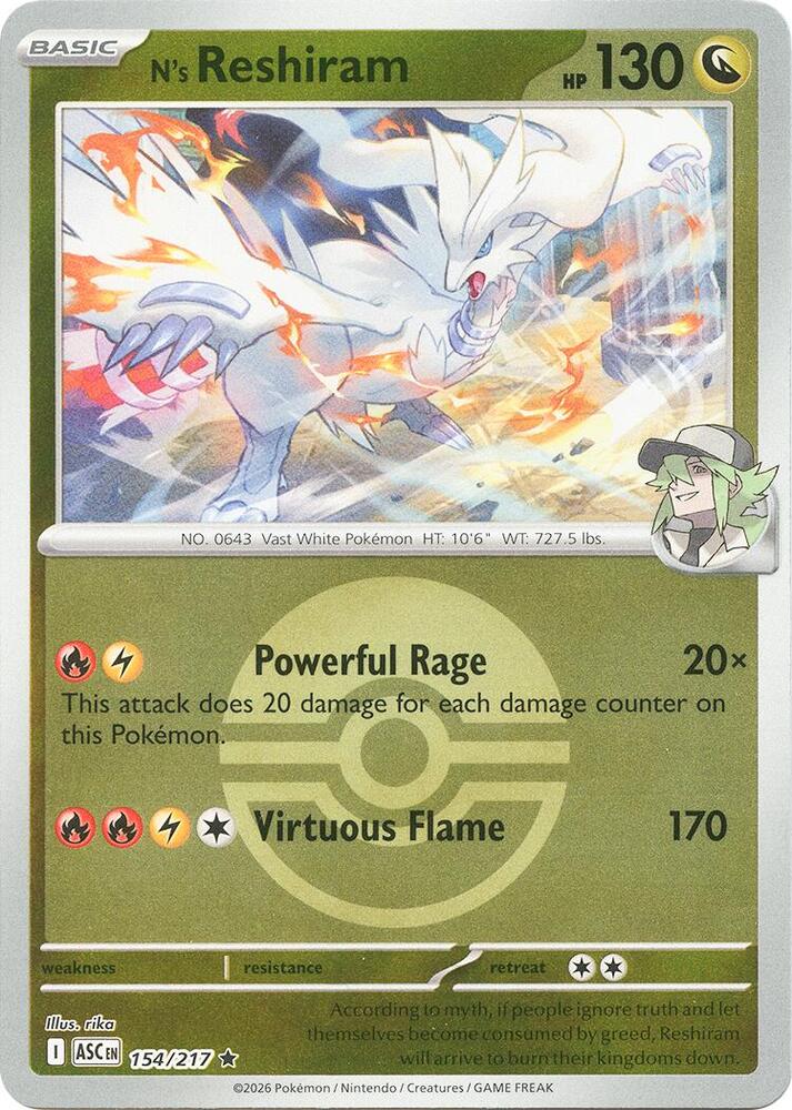 N's Reshiram (Poke Ball) - 154/217: ME: Ascended Heroes
