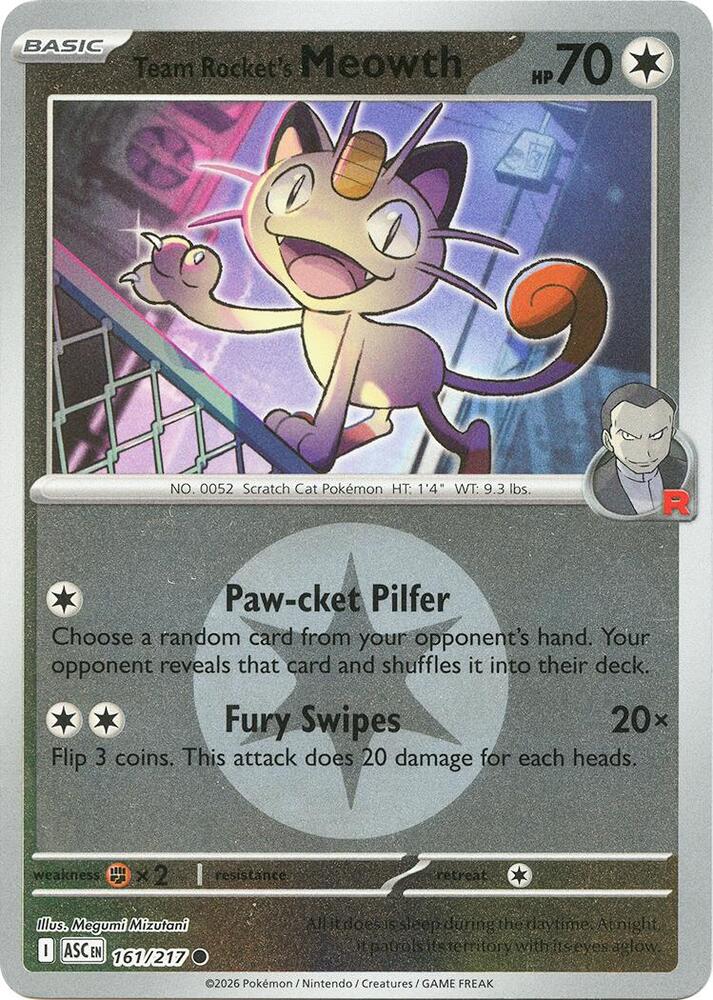 Team Rocket's Meowth (Energy Symbol Pattern) - 161/217: ME: Ascended Heroes