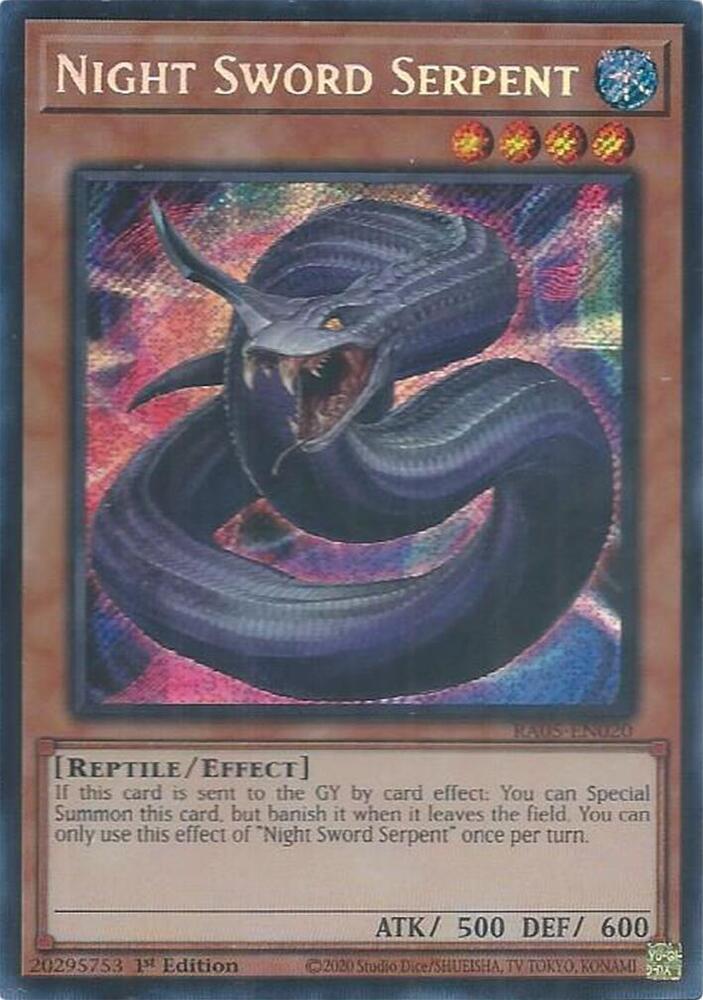 Night Sword Serpent (Secret Rare) - RA05-EN020: Rarity Collection 5