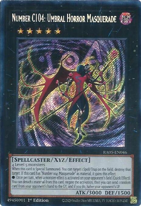 Number C104: Umbral Horror Masquerade (Secret Rare) - RA05-EN046: Rarity Collection 5