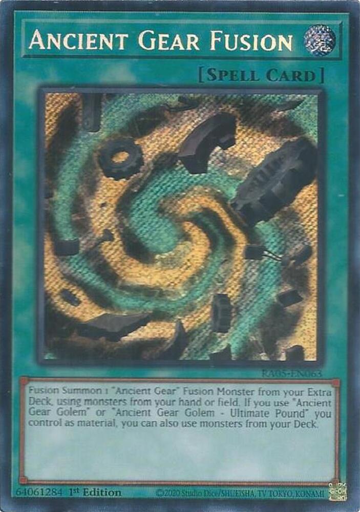 Ancient Gear Fusion (Secret Rare) - RA05-EN063: Rarity Collection 5