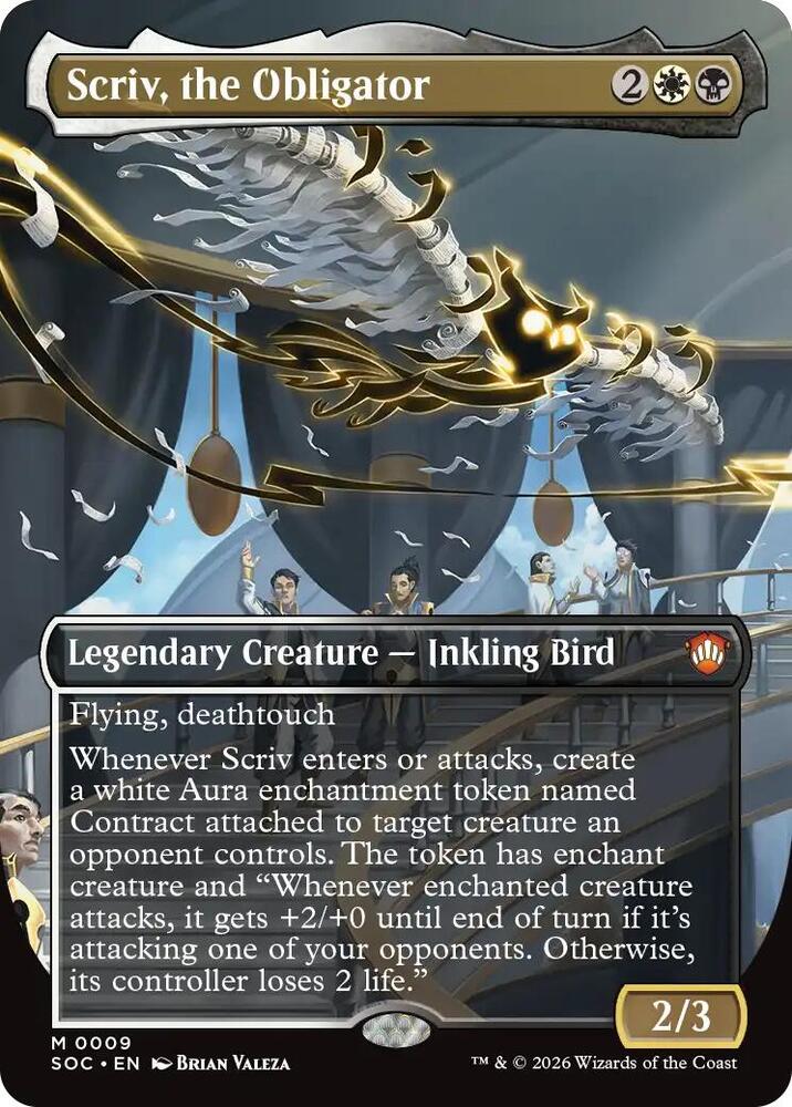 Scriv, the Obligator (Borderless) - 9: Commander: Secrets of Strixhaven