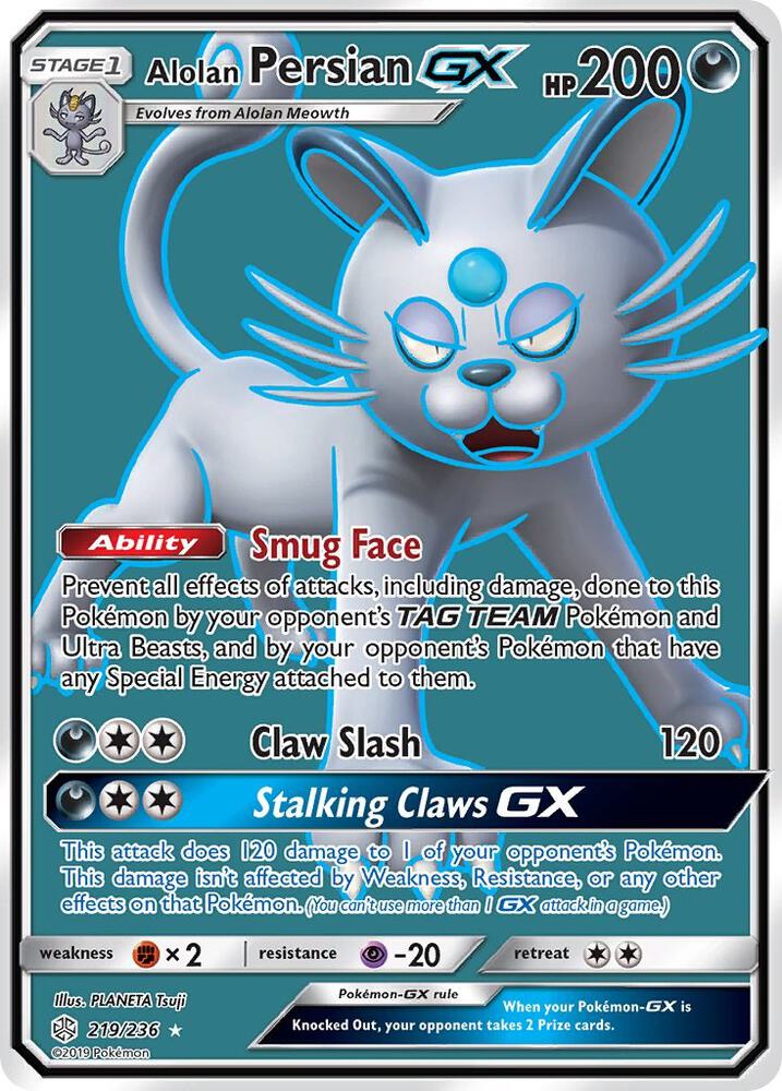 Alolan Persian GX (Full Art) - 219/236: SM - Cosmic Eclipse