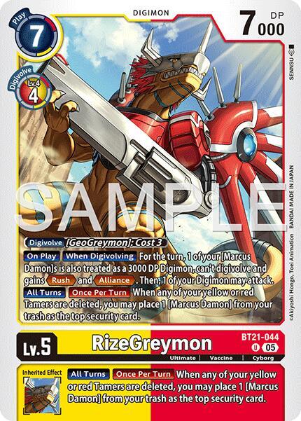 RizeGreymon - BT21-044 (Reprint) - BT21-044 U: Advanced Booster Digimon Generation