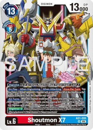 Shoutmon X7 - AD1-006 SR: Advanced Booster Digimon Generation
