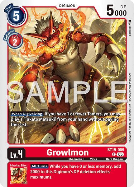 Growlmon - BT19-009 (Reprint) - BT19-009 C: Advanced Booster Digimon Generation