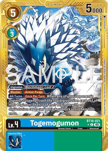 Togemogumon (Gold Border) - BT16-021 C: Advanced Booster Digimon Generation