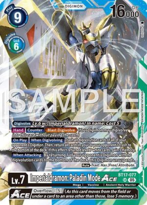 Imperialdramon: Paladin Mode ACE (Reprint) - BT17-077 SR: Advanced Booster Digimon Generation
