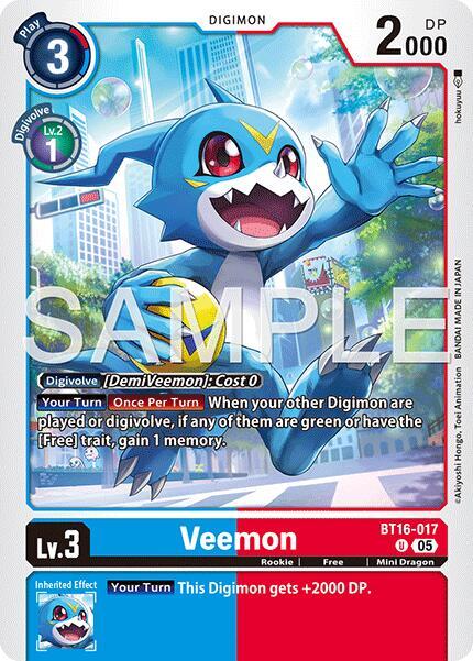 Veemon - BT16-017 (Reprint) - BT16-017 U: Advanced Booster Digimon Generation