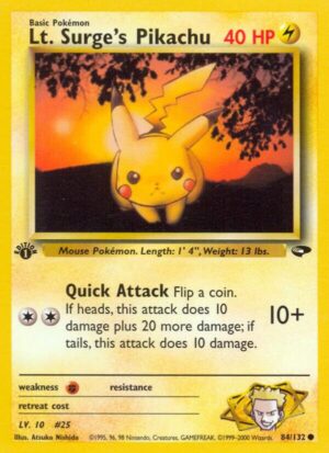 Lt. Surge's Pikachu - 084/132: Gym Challenge (HP)