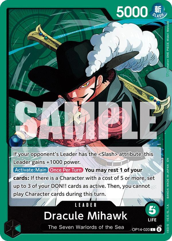 Dracule Mihawk - OP14-020 - OP14-020: The Azure Sea's Seven